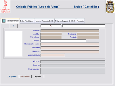 La ficha de datos personales y familiares...
