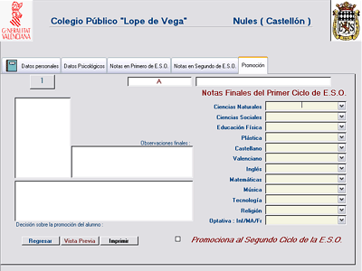La promoción del alumno...