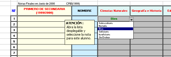 La lista desplegable...