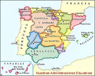 A trav&eacute;s de este mapa podr&aacute;s entrar directamente en cualquiera de nuestras 17 administraciones educativas...
