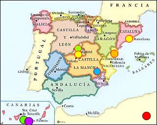 Busca en este mapa de España a nuestros amigos españoles...
