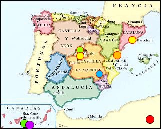 Busca en este mapa de Espa&ntilde;a a nuestros amigos espa&ntilde;oles...