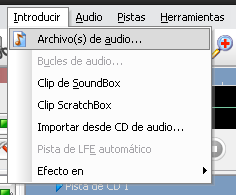 Así se introducen en el proyecto nuevos archivos de audio...