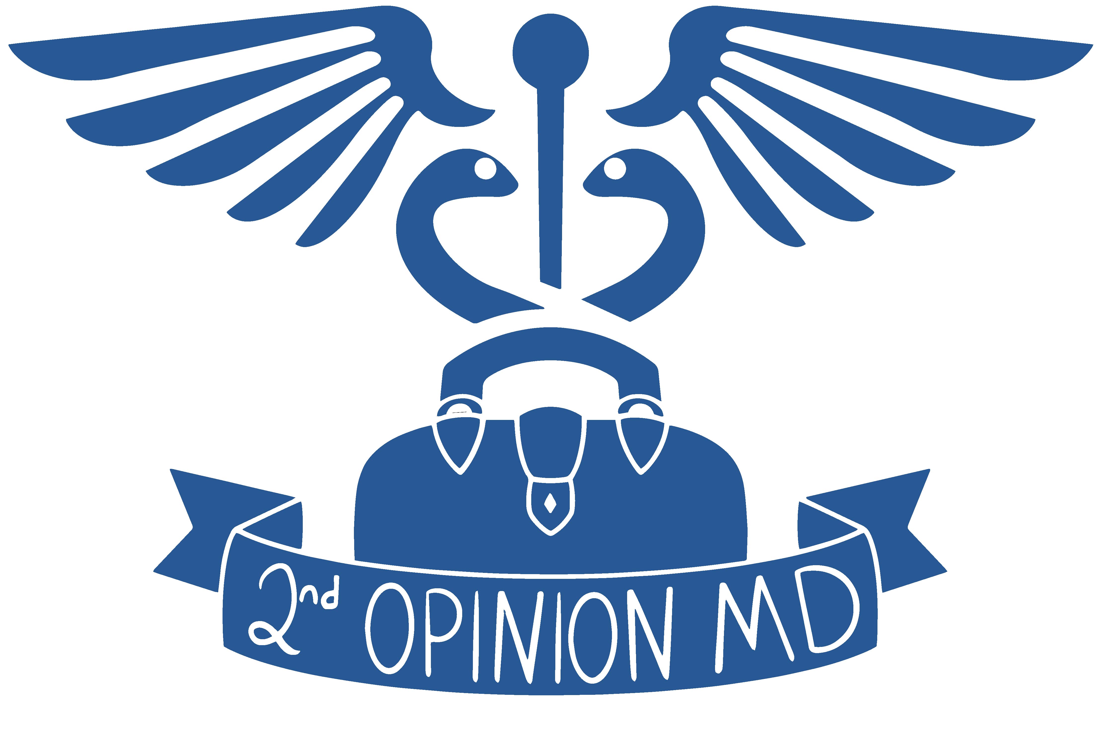 2nd Opinion MD Logo. Blue and white.