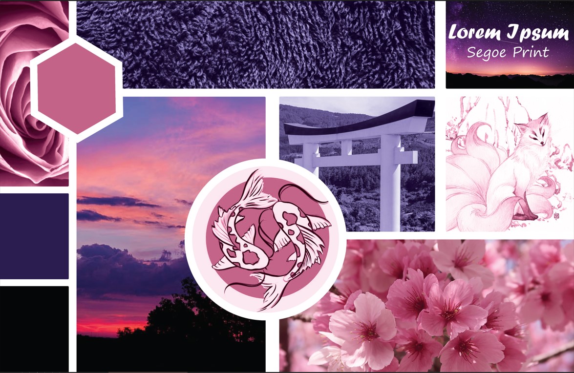 Japanese style mood board, School Project Design