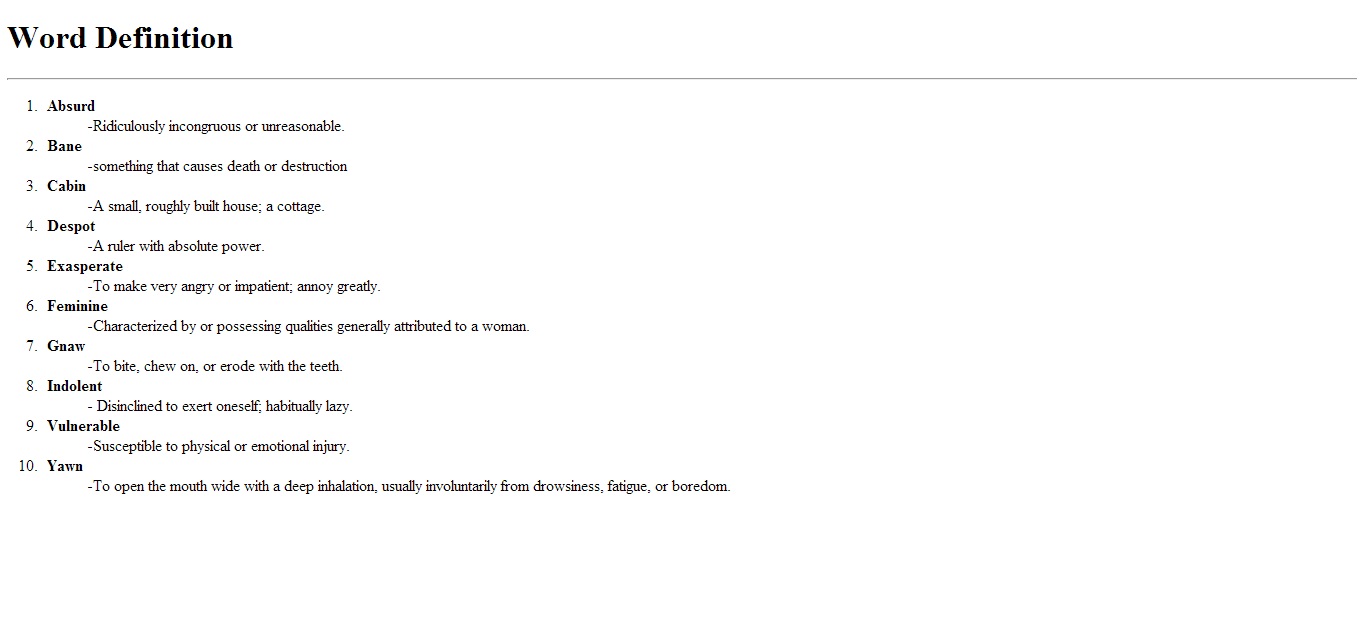 Definition List