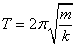 T = 2 pi sqrt(m / k)