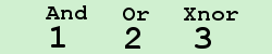 Screen Reading After Pressing "x^-1" (Logic) Once. Here, 1 = and, 2 = or, 3 = xnor