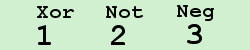 Screen Reading After Pressing "x^-1" (Logic) Twice. Here, 1 = xor, 2 = not, 3 = neg