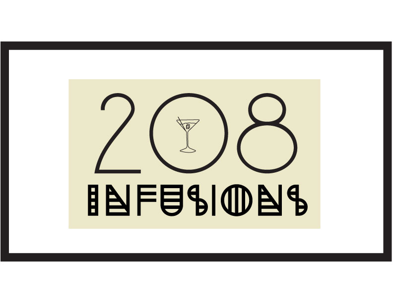 208 logo with martini glass