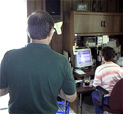 Shirley at the computer