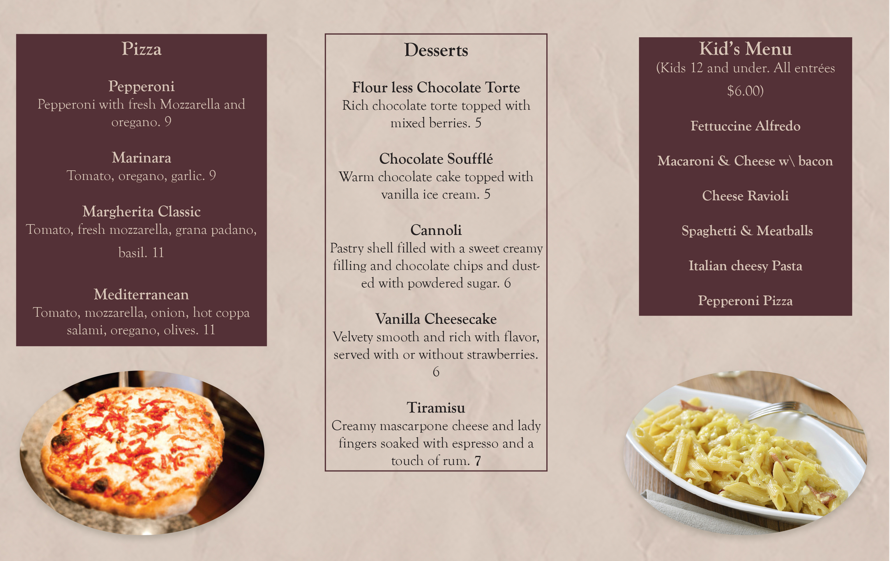 Pasta AmoreMenu