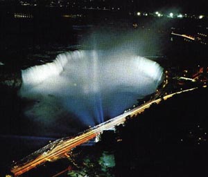 Falls nightly view with laser lighting: