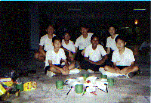 Some campers with their dinner