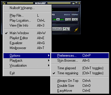 Select WinAmp Preferences