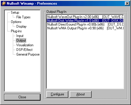 Select the disk writer
