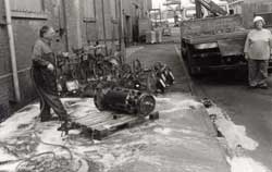 Steam and chemical cleaning.