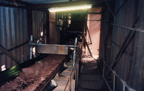 Ore on surface going to the bins 