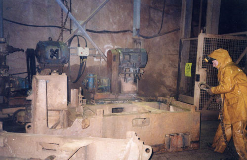 5 ton loco waiting to be lifted out of Cook's shaft, South Crofty.