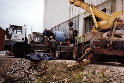 The armature for Cook’s Shaft Winding motor being unloaded after 
        coming from the repairers.