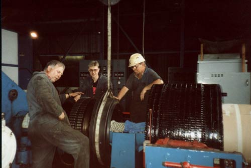 �Ligning up the armature and coupling. Two large pieces of materials with very fine adjustments. Cook�s Winder. 