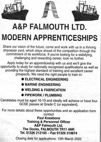 Advert for Apprentices in Falmouth Docks 2002.