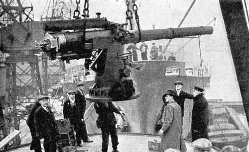 A gun being fitted on Merchant vessel similar to the work carried out in Falmouth Docks