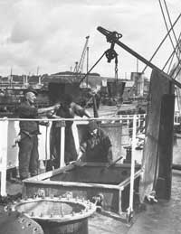 The Tank Cleaners on deck of ship.