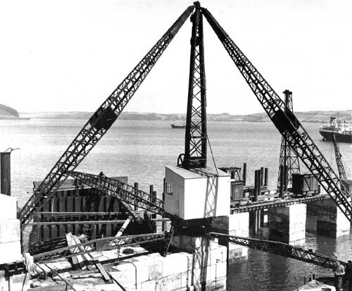 Building the Dam.  Falmouth Docks circa 1956.
