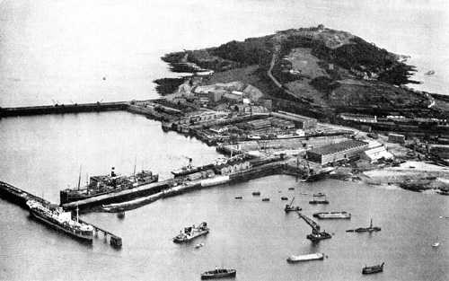 Aerial view of Falmouth Docks. Circa 1928