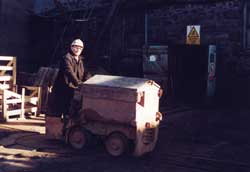 Cedric Paterson on 1.75 ton loco at South Crofty, Camborne/Redruth.