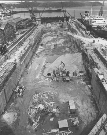 Looking into no2 dry-dock.  Falmouth Docks circa 1957.