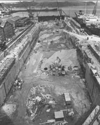Looking into no2 dry-dock.  circa 1957