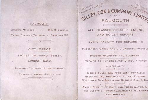 Falmouth Docks flyer cover circa 1937.