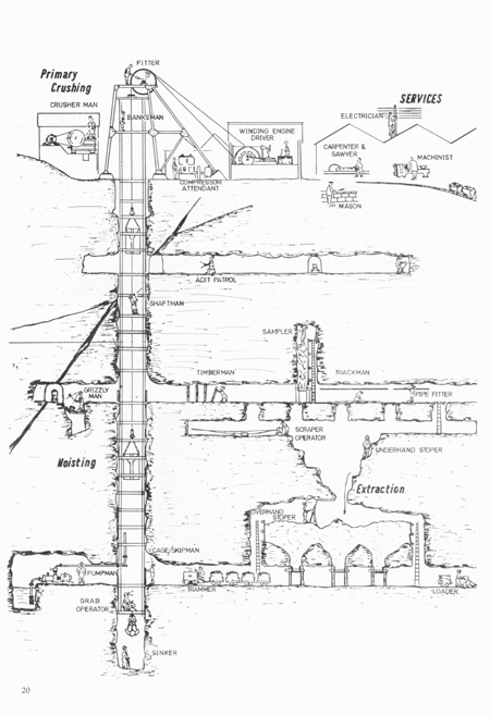 Drawing of the typical layout of a Cornish tin mine.