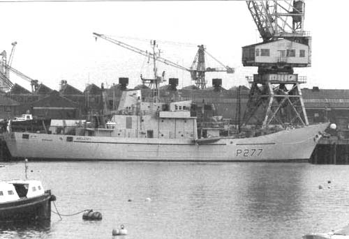 Fishery protection vessel - H.M.S. Anglesey. Falmouth Docks circa 1980's.