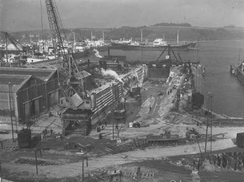 Moving Crane from East Side of Dock.  Falmouth Docks circa 1956.