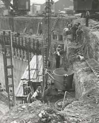 Men working on dockhead.  circa 1957