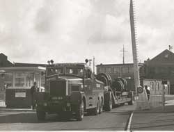 Pickford's lorry leaving Falmouth Docks with crankshaft circa 1960