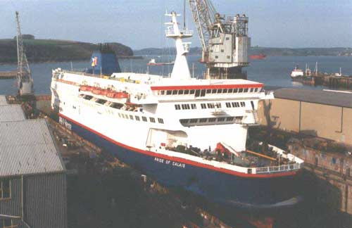 P&O Ferry "Pride of Calais" in Falmouth's No. " Dock. Circa 1990's.