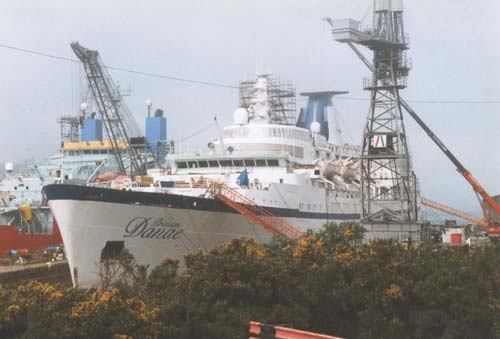 Princess Danae in Falmouth's No.3 dry-dock. Circa 1999