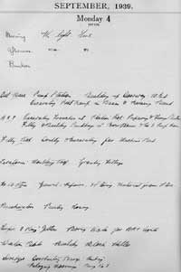 Falmouth Docks ledger the day after WWII was declared.