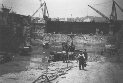 Making the tea during dry dock construction.