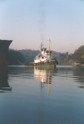 Falmouth based tug, St Mawes, after towing a vessel up the River Fal.