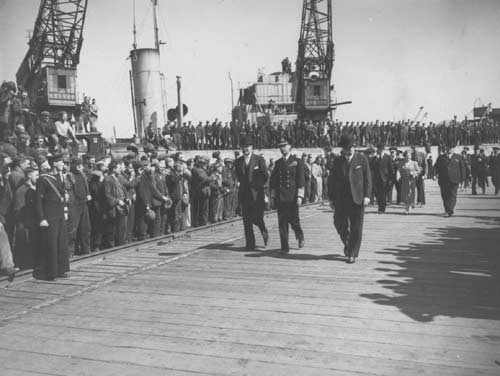 King George VI and Queen Elizabeth visiting Falmouth Docks 1942