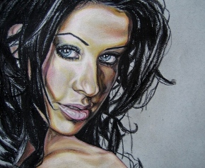 Chritina Aguilera, watercolor pastels, 2006.