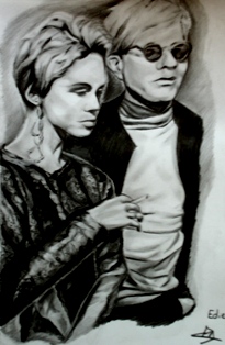 Edie and Andy, carbon pencil, 2006.