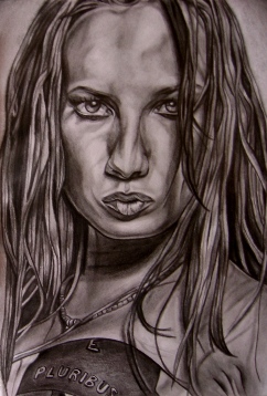 Traci Lords, carbon pencil, 2006.