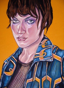 Milla Jovovich, oil painting, 2006.