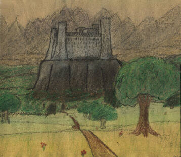[Castle Paranor--watercolor and crayons]